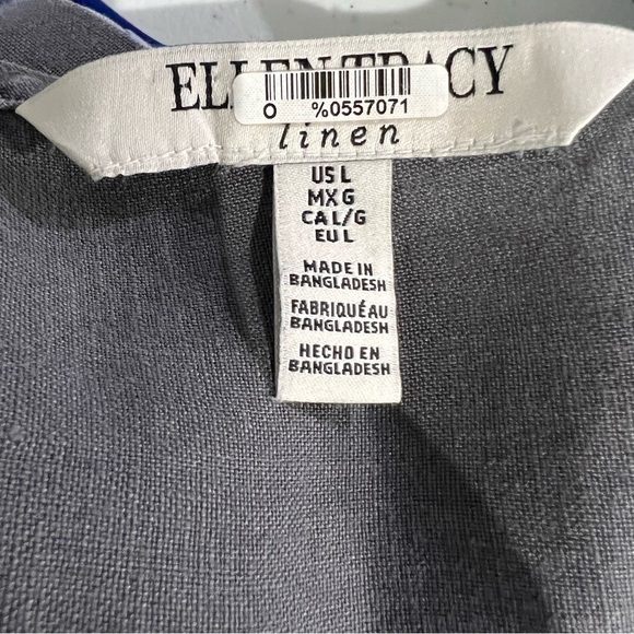 ellen TRACY LINEN SHORT SLEEVED BLOUSE WITH GOLD ACCENT - Picture 11 of 14